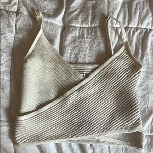 Cream Ribbed Women's Top
